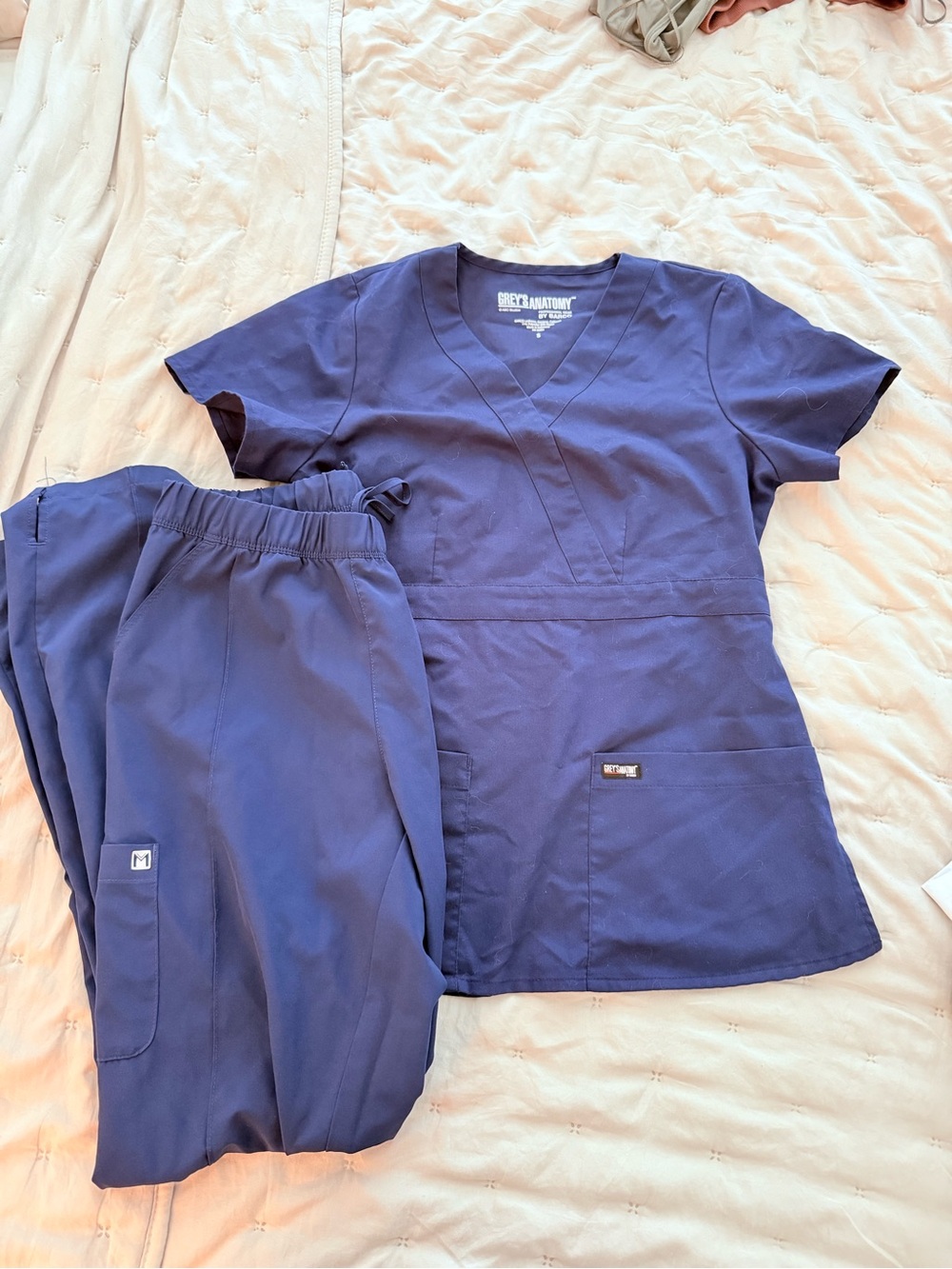 Navy Scrub Top and Drawstring Pants
